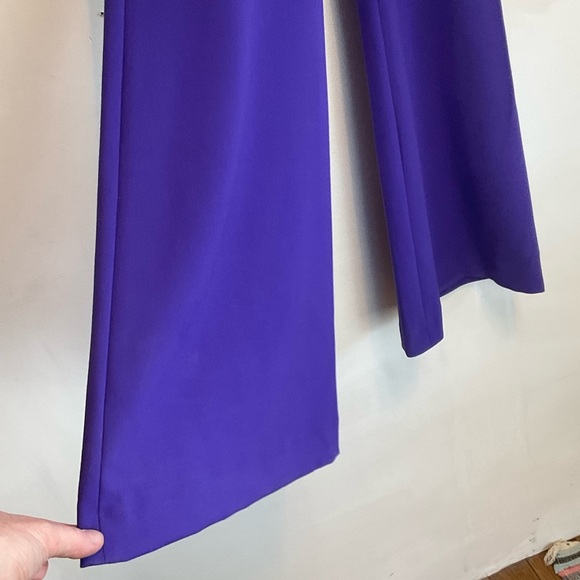 French Connection Pants Whisper Flare Purple Cobalt Blue 70s Violet Sze 4 NWOT - Picture 5 of 11